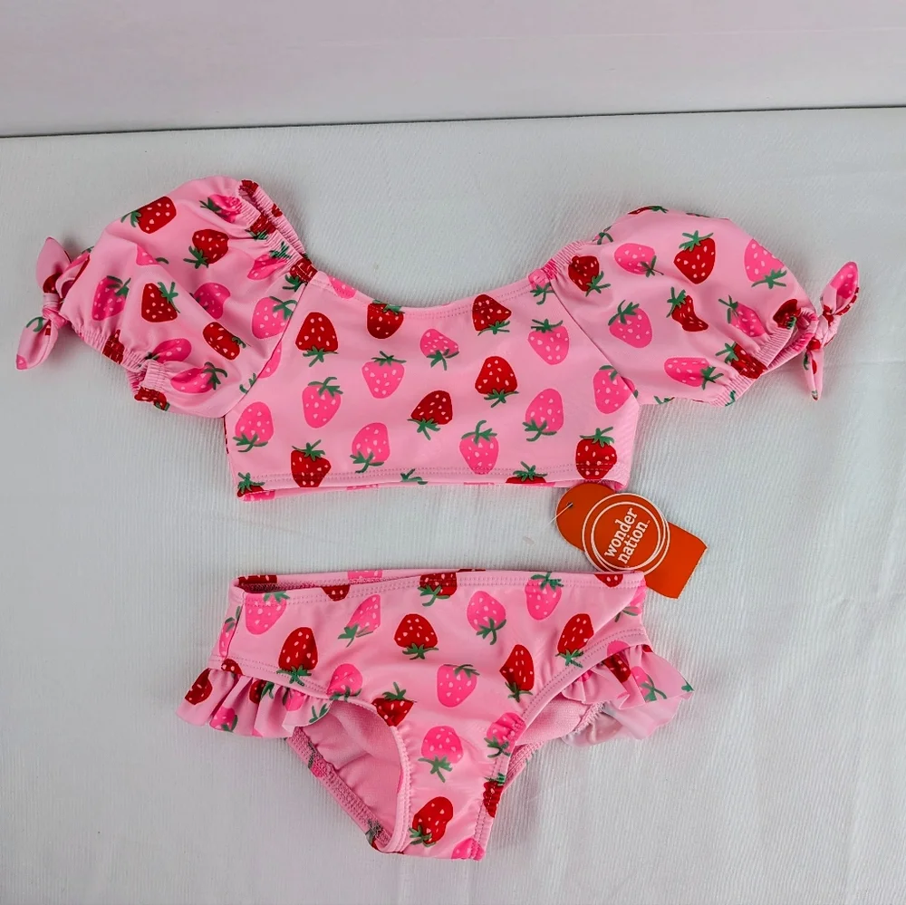 Wonder Nation Pink‎ Strawberry Print Swimsuit
